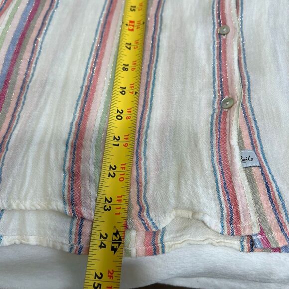 Rails Zuma Havana Striped Button Down Shirt Linen Blend Medium Women - Picture 7 of 7